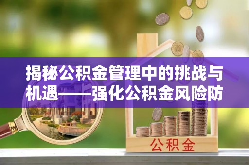 洱源揭秘公积金管理中的挑战与机遇——强化公积金风险防控的多维策略