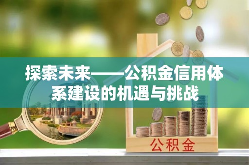 洱源探索未来——公积金信用体系建设的机遇与挑战